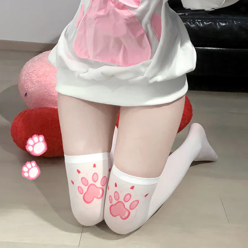 Cute White Cat Paw Stockings