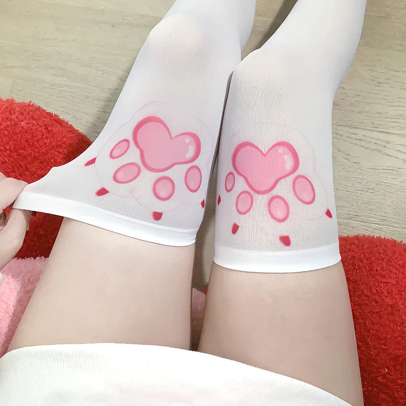 Cute White Cat Paw Stockings