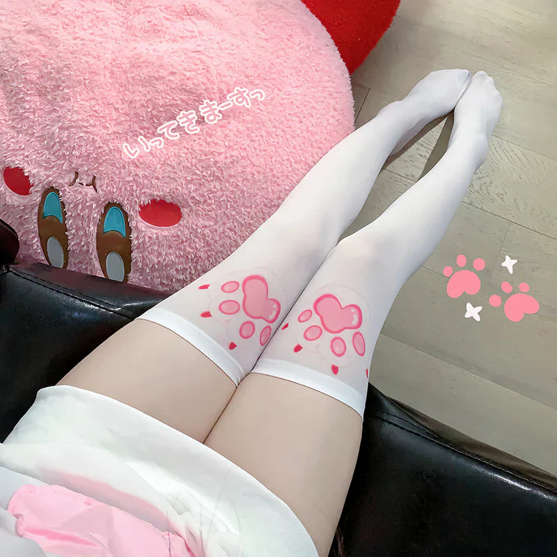 Cute White Cat Paw Stockings