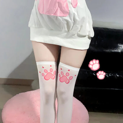 Cute White Cat Paw Stockings